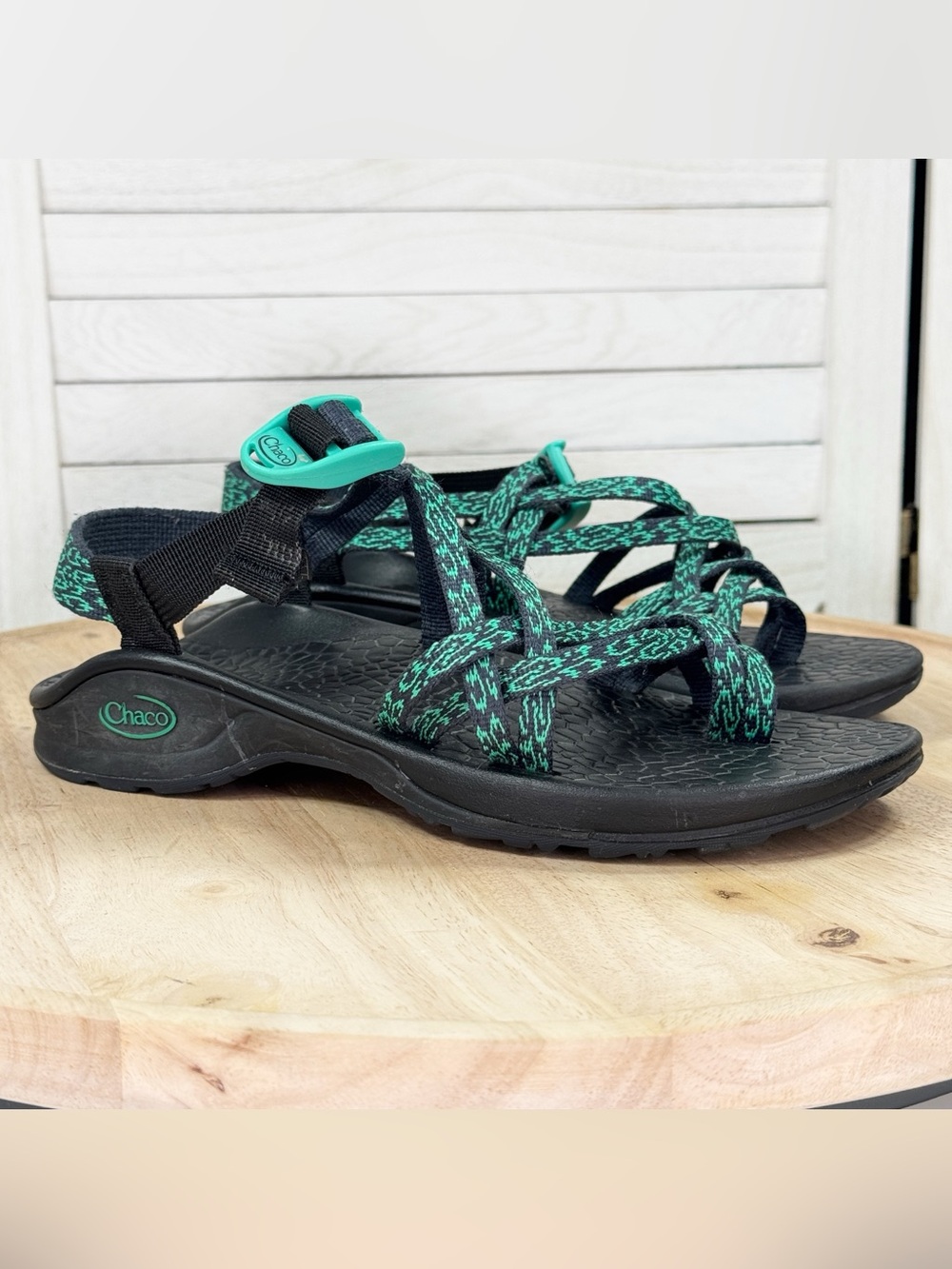 Chaco Updraft X2 Northern Lights Strappy Sandals Teal Black Women 7 Outdoor